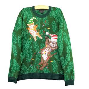 Blizzard Bay Men's Knit Ugly Sweater Large Long Sleeve Green Crew Neck Acrylic